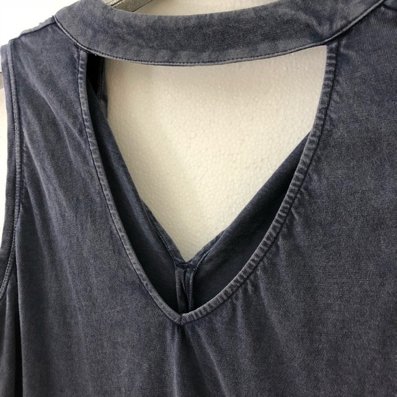 Lou & Grey Navy Keyhole Cutout Tie Neck Tank Top - Picture 3 of 8